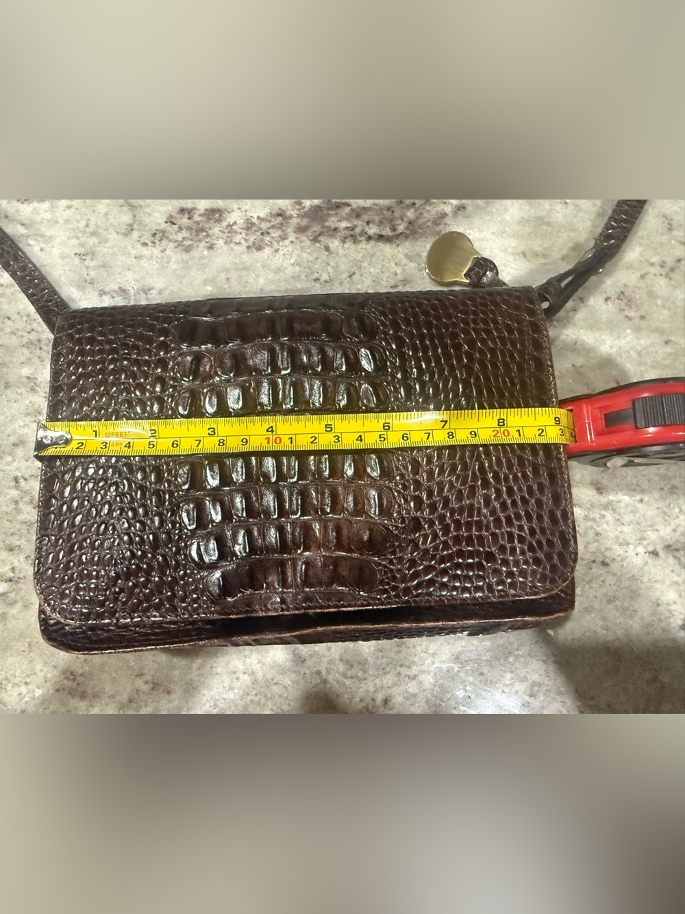 Brahmin Classic Chocolate Brown Croc-Embossed Crossbody Bag - Picture 6 of 7